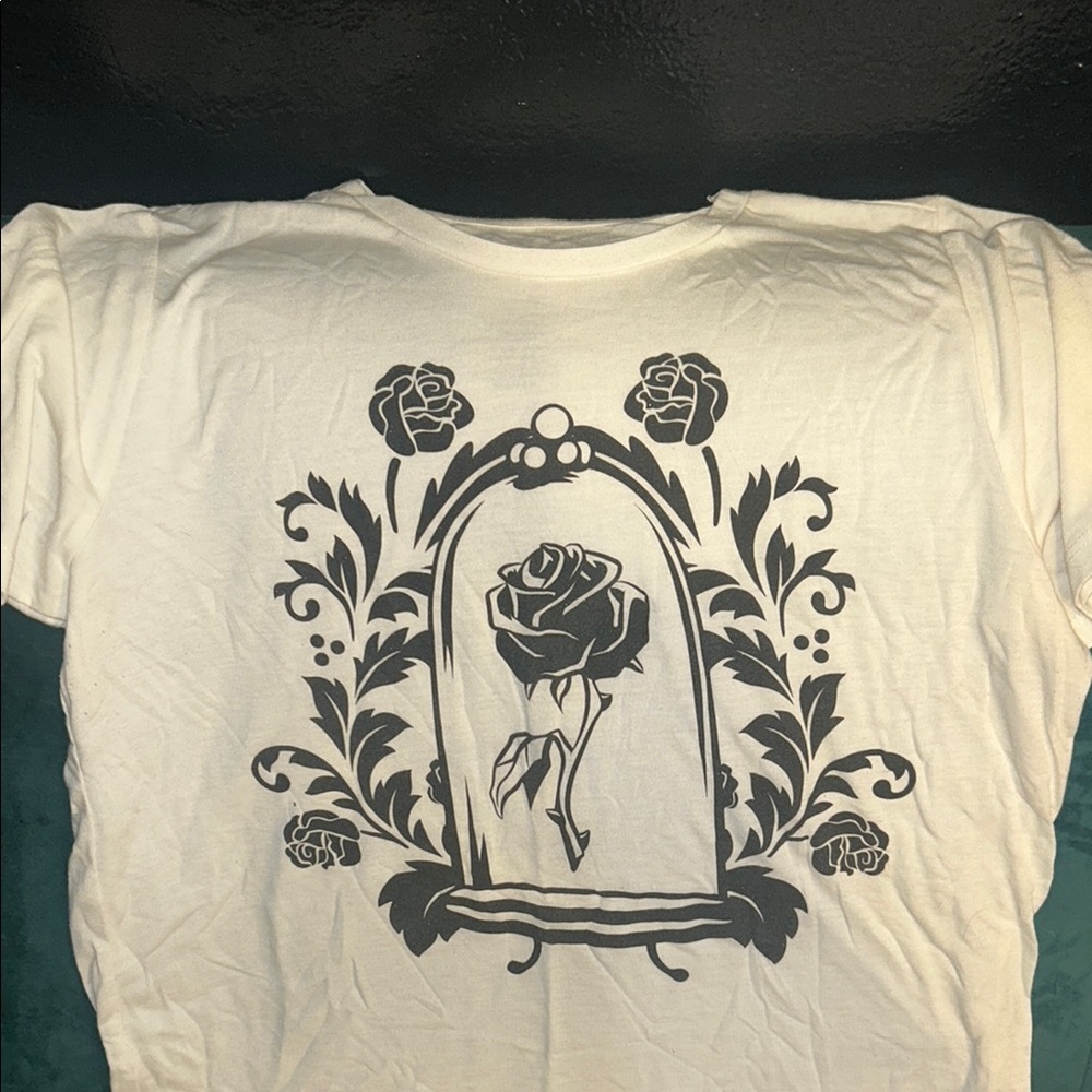 Disney Bell Tee with Black Rose Graphic